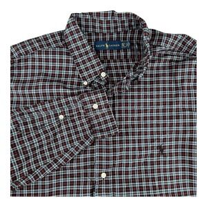 Ralph Lauren Mens X-Large Tall Long Plaid Button Down Shirt Long Sleeve Casual